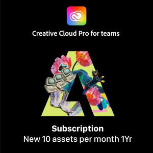 Adobe Creative Cloud Pro for teams with Adobe Stock Subscription New 10 assets per month 1Yr