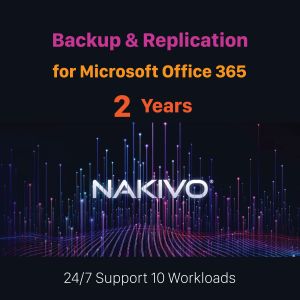 NAKIVO Backup & Replication for Microsoft Office 365 2 Year Subscription. Includes 24/7 Support  (min. 10 lcs.)