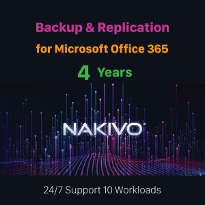 NAKIVO Backup & Replication for Microsoft Office 365 4 Year Subscription. Includes 24/7 Support  (min. 10 lcs.)