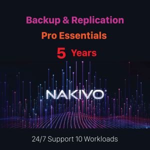 NAKIVO Backup & Replication Pro Essentials 5 Year Per-workload Subscription with 24/7 Support 10 Workloads
